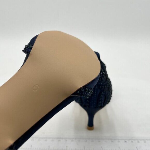 XYD Women's Sandals, Chic Peep Toe, D'Orsay Kitten Low Heels, Rhinestone Studs, - Picture 5 of 8